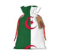 Pochettes avec cordon de serrage imprimé drapeau de l'Algérie pour cadeaux, sacs cadeaux réutilisables en tissu, pour les fêtes et les cadeaux de fête