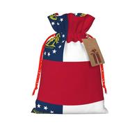 Pochettes avec cordon de serrage imprimé drapeau de l'État de Géorgie pour cadeaux, sacs cadeaux en tissu réutilisables, pour les fêtes et les cadeaux de fête