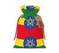 Pochettes avec cordon de serrage imprimé drapeau de l'Éthiopie pour cadeaux, sacs cadeaux en tissu réutilisables, pour les fêtes et les cadeaux de fête
