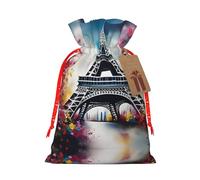 Pochettes avec cordon de serrage imprimé Tour Eiffel Paris pour cadeaux, sacs cadeaux réutilisables en tissu, pour les fêtes et les cadeaux de fête