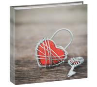 pochettes avec mémo RUSTICO METAL HEART - 100 pages blanches - 200 photos - Couverture Grise 22,5x22cm
