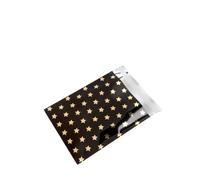 Pochettes cadeaux avec étoiles, feuille métallique brillante qualité extra-épaisse, NOIR/OR, format 18x23,5+4cm, 50 pcs.