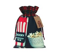 Pochettes cadeaux de Noël avec cordon de serrage et inscription « Movie Clapboard And Popcorn » - 30 x 21 cm