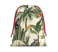 Pochettes cadeaux en flanelle douce avec cordon de serrage pour Noël, Halloween, fêtes de fin d'année, imprimé arbres et animaux