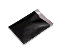 Pochettes cadeaux, feuille métallique brillante qualité extra épaisse, NOIR, format 25x33,5+3cm, 50 pcs.