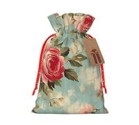 Pochettes cadeaux réutilisables avec cordon de serrage Motif fleur papillon vintage pour anniversaire, mariage, fête et cadeaux festifs