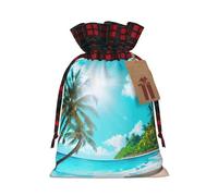 Pochettes cadeaux réutilisables avec cordon de serrage sur le thème de l'océan tropical, plage, pour vacances, anniversaire, mariage, fête