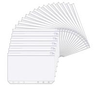 Pochettes Classeur A5,20 PCS Pochettes Plastique A6 Enveloppe Budget Perforée 6 Trous avec Fermeture Éclair Transparente et Imperméable pour Documents Cartes Photos et Argent Liquide