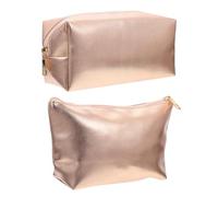 Pochettes Cosmétiques Dorées Étanches en Similicuir PU, Lot de 2 | Grosse Capacité, Organisation Rationnelle, Légères et Portables, Voyage, Activités Extérieures, Présents Féminins