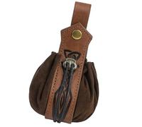 Pochettes de ceinture médiévales en simili cuir portable rétro Renaissance Sac banane porte-monnaie sac à dés pour LARP Halloween Cosplay, marron clair