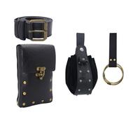 Pochettes de ceinture vintage médiévale en simili cuir pour porte-monnaie Moyen Âge Portable Porte-monnaie Poches Ceinture GN Renaissances Costumes, Sac banane noir
