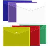 Pochettes de classement en plastique pour documents, lot de 6, pochettes transparentes réutilisables, format A4