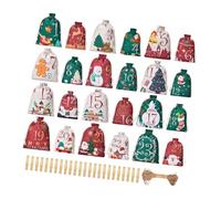 Pochettes de compte à rebours de Noël, B | 24 sacs à cordon numérotés pour les friandises de l ', les petites notes, les accessoires et les traditions des