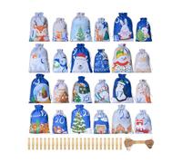 Pochettes de compte à rebours de Noël, C | 24 sacs à cordon numérotés pour les friandises de l ', les petites notes, les accessoires et les traditions des