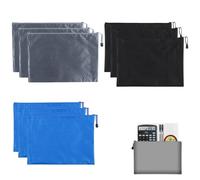 Pochettes de dépôt bancaire A5 x9 étanches zippées - Sacs de rangement documents argent chèque carte clé pour bureau maison voyage - Noir gris bleu