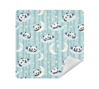 Pochettes de maquillage autocollantes en tissu pour produits de toilette de voyage 35 x 35 cm, Jolies bandes de lune pandas de dessin animé, 21.7x21.7in