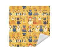 Pochettes de maquillage en tissu autocollant magique pour sac de voyage 35 x 35 cm, Chats indiens de style pharaon, 17.7x17.7in
