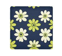 Pochettes de maquillage motif marguerites vert citron et bleu marine - 55,1 x 55,1 cm