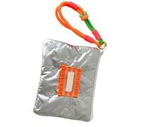Pochettes de maquillage portables argentées avec lanière en relief pour cosmétiques, soins de la peau, voyage essentiel en argent, o, Beauté de masse