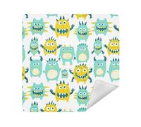Pochettes de maquillage pour objectif d'appareil photo - Autocollant magique - Organisateur de maquillage portable - 35 x 35 cm - Emballage pour articles de toilette, Cute Little Monsters Vert Jaune