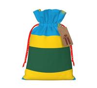 Pochettes de Noël style lin, pochettes pour friandises, sacs à friandises de Noël, motif drapeau du Rwanda, sacs réutilisables S