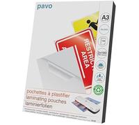 Pochettes de plastification à chaud A3 brillantes - PAVO - 2 x 100 microns