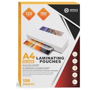 Pochettes de plastification A4 - 120 feuilles | 150 microns | Finition brillante | Étanches, durables, découpables, faciles à nettoyer | Bordure de 3 mm pour une fermeture facile | Idéales pour
