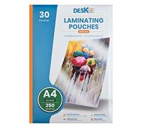 Pochettes de plastification Deskit A4, brillantes, 30 feuilles, 250 microns - Présentations claires et durables - Extra-fortes pour des documents de longue durée