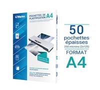 Waytex Pochettes de plastification A4 78274 – 125 microns épaisses – Pack de 50 transparentes