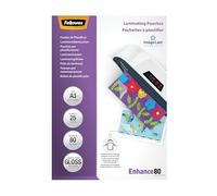 Pochettes de plastification Fellowes au format A3, 80 microns, Pack de 25 Feuilles à plastifier, Finition Brillante, Technologie ImageLast Aspect Haute Qualité, Idéal pour les photos et affiches
