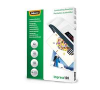 Pochettes de plastification Fellowes au format A4, 100 microns, Pack de 100 Feuilles à plastifier, Finition Brillante et de Haute Qualité, Idéal pour les photos et affiches