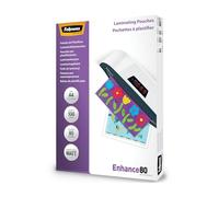 Pochettes de plastification Fellowes au format A4, 80 microns, Pack de 100 Feuilles à plastifier, Finition Mate et de Haute Qualité, Idéal pour les photos et affiches