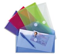EXACOMPTA Sachet de 5 mini pochettes-enveloppes polypropylène - 25x13,5cm - Couleurs assorties