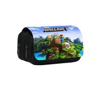 Pochettes de rangement papeterie My World cube grande capacité, trousse à crayons double couche Minecraft pour école primaire et s