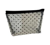 Pochettes de rangement transparentes en maille floquée pour cosmétiques, accessoires de voyage, avec intérieur spacieux, pochettes de maquillage transparentes résistantes à l'eau, blanc, Taille unique