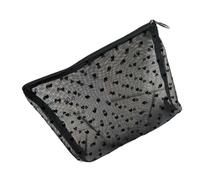 Pochettes de rangement transparentes en maille floquée pour cosmétiques, accessoires de voyage, avec intérieur spacieux, pochettes de maquillage transparentes résistantes à l'eau, Noir , Taille unique