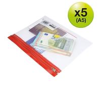 Pochettes de rangement zippées A5 Rapesco - Lot de 5
