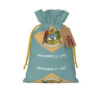Pochettes élégantes avec cordon de serrage imprimé drapeau du Delaware, sacs cadeaux réutilisables avec cordon de serrage, parfaits pour les vacances et les fêtes