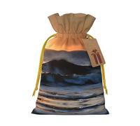 Pochettes élégantes avec cordon de serrage imprimé « Last Sun Rays Of Over The Sea Waves » - Sacs cadeaux réutilisables avec cordon de serrage, parfaits pour les vacances et les fêtes