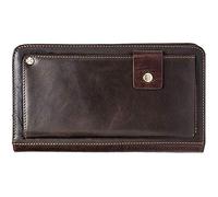 Pochettes en Cuir véritable pour Hommes Large Zip Around Leather Purse Vintage Retro Checkbook Sac à Main Café