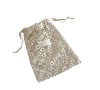 Pochettes en maille bordée de dentelle avec cordon de serrage pour le rangement du maquillage, sac de rangement de bijoux portable avec motif marguerites, sac à linge en maille efficace avec cordon de
