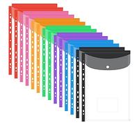 Pochettes Extensibles en Plastique A4-14 pièces 7 Couleurs Perforées avec Douton - Idéal pour le Classement de Documents au Bureau et à L'école
