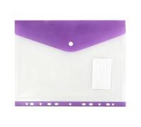Pochettes extensibles perforées à 11 trous pour documents | Matériau PP durable et imperméable avec fermeture à bouton-pression, conçu pour le classement des étudiants Violet