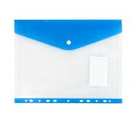 Pochettes extensibles perforées à 11 trous pour documents | Matériau PP durable et imperméable avec fermeture à bouton-pression, conçu pour le classement des étudiants Bleu