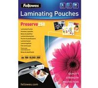 Fellowes Pochettes à plastifier Preserve 250 microns Brillant transparent A4 Pack de 100