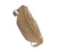 Pochettes multifonctions en paille tissée pour femme - Sac de poitrine à bandoulière avec fermeture éclair pour les sorties et les vacances, kaki