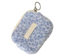 Pochettes multifonctions en peluche au design élégant de léopards conçues pour une organisation efficace des cartes, pièces de monnaie, sac léopard multifonction essentiel, bleu, Taille unique