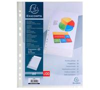 Exacompta Sachet de 100 pochettes perforées PP A4 grainées 5/100 Transparent