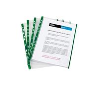 Pochettes perforées polypropyléne 9/100 bords vert - sachet de 10