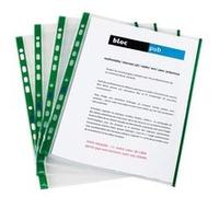 Pochettes perforées polypropyléne 9/100 bords vert - sachet de 10 G